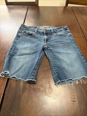 American Eagle Outfitters Indigo Blue Stretch Jeans with Orange Stitching